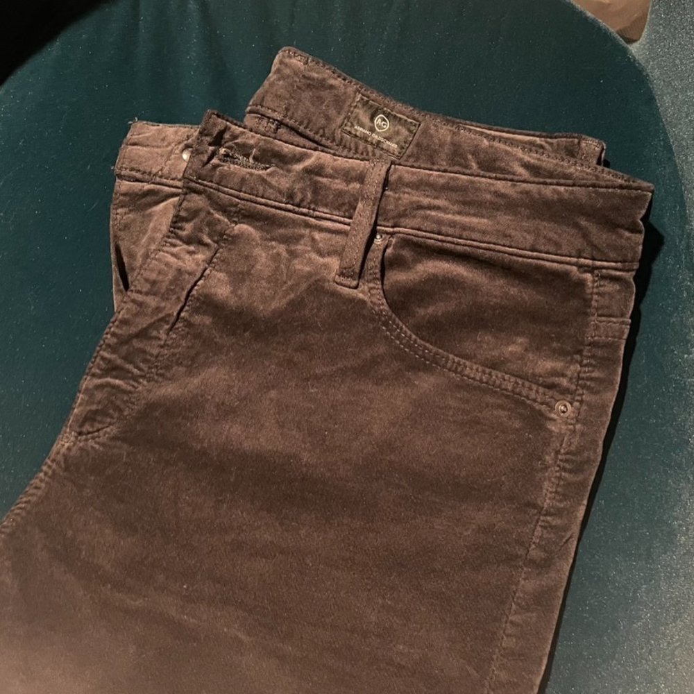 AG Grey Velvet Farrah Pants